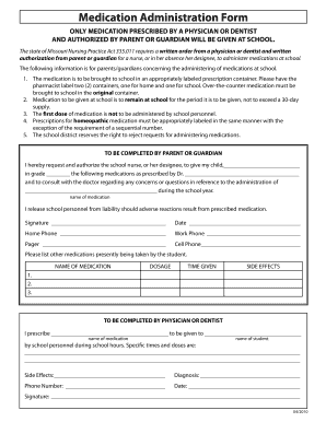 Missouri School Medication Administration Form