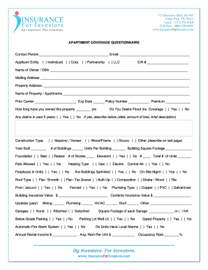 Apartment Coverage Questionnaire