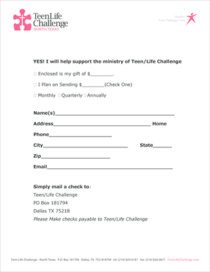 Teen Challenge Donation Form