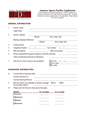 Amateur Sports Facility Application