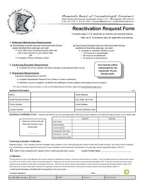 Reactivation Request Form