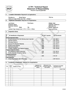 New York City Technical Report Form A-TR1