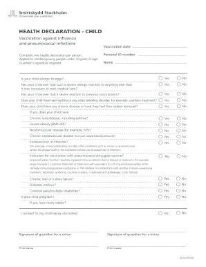 Child Health Declaration Form