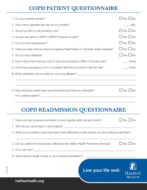 COPD Patient Questionnaire and Readmission Form
