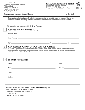 New York Industry Verification Form