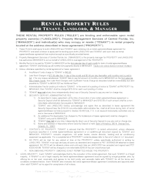 Florida Rental Property Rules Agreement