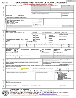 Utah Employer's First Report of Injury or Illness