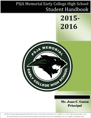 PSJA Student Handbook Acknowledgment Form