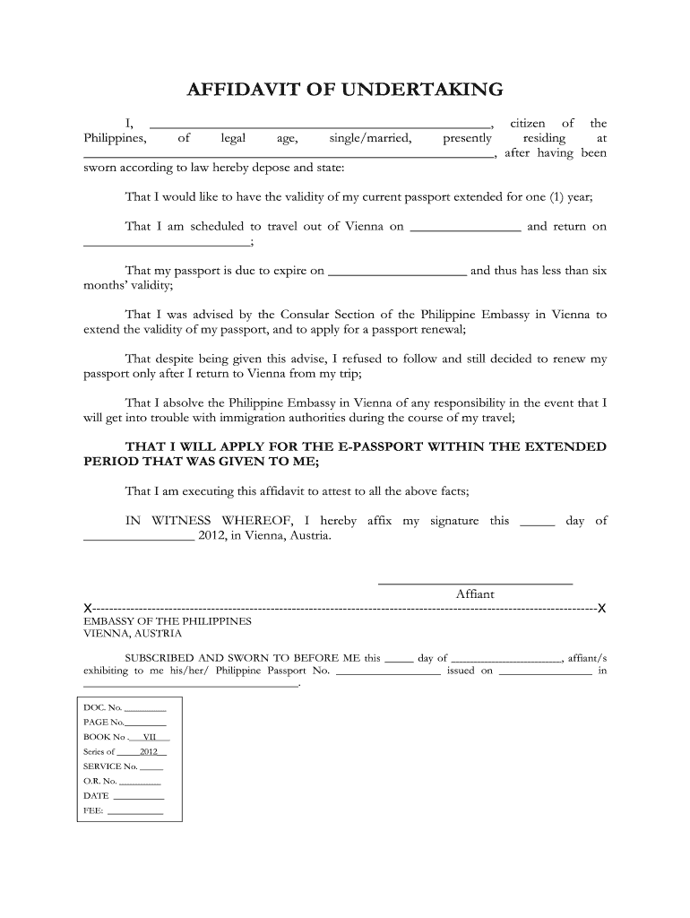 Affidavit Of Undertaking 22-22 - Fill and Sign Printable Throughout legal undertaking template