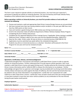 California State University Driver Authorization