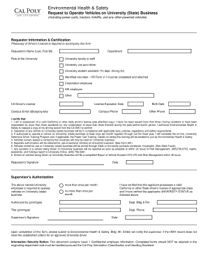 Vehicle Operation Request Form