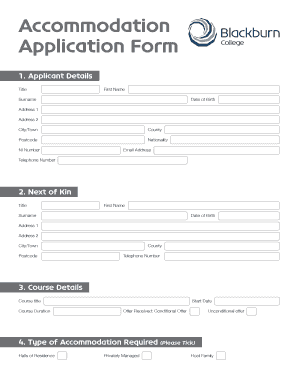 Accommodation Application Form