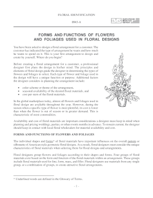 form and functions of flowers and foliages used in floral designs