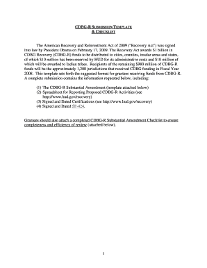 CDBG-R Submission Template and Checklist