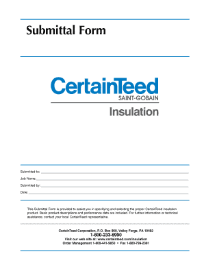 CertainTeed Insulation Submittal Form