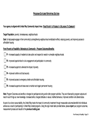 United Way Program Outcome Reporting Form