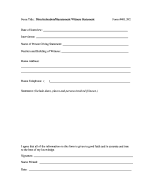 Discrimination/Harassment Witness Statement Form