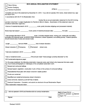 Alaska Annual Reclamation Statement Form
