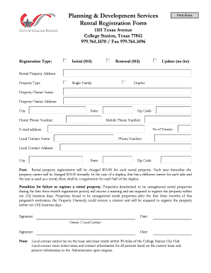 Rental Registration Form
