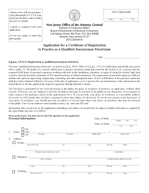 New Jersey Qualified Journeyman Electrician Application