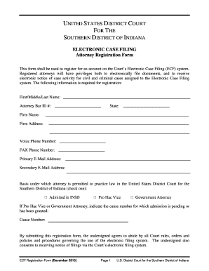 US District Court Attorney Registration Form