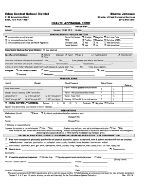 New York Health Appraisal Form