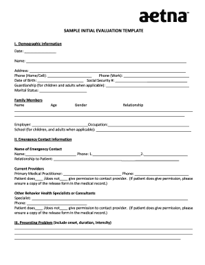 Initial Evaluation Template