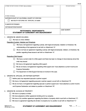 California Statement of Agreement and Disagreement