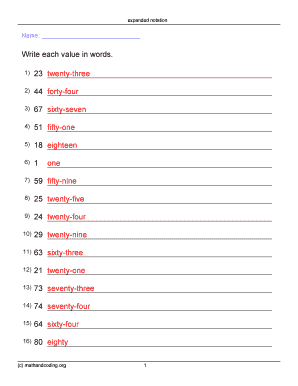 Math Expanded Notation Worksheet
