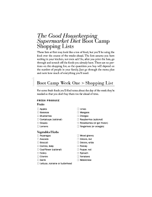 Good Housekeeping Supermarket Diet Boot Camp Shopping Lists