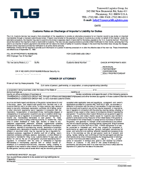 Power of Attorney for Customs Broker