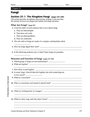 Fungi Study Workbook