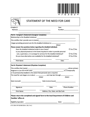 Statement of the Need for Care