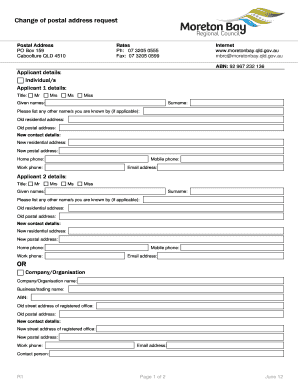 Change of Postal Address Request