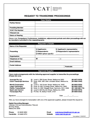 VCAT Proceedings Transcription Request Form