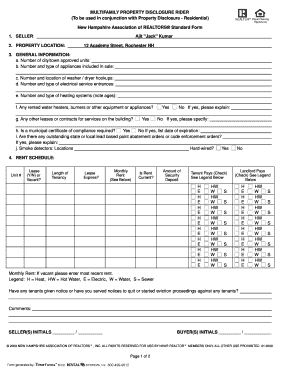 Multifamily Property Disclosure Rider