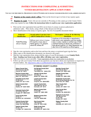 Wyoming Voter Registration Application Form