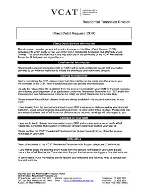 VCAT Residential Tenancies Hub Direct Debit Request