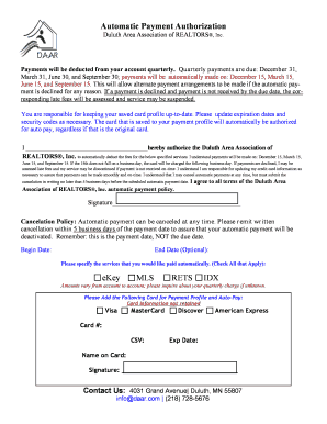 Automatic Payment Authorization Form