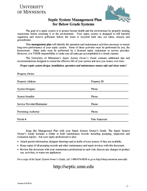 Septic System Management Plan