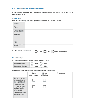 Domestic Cat Control Legislation Consultation Feedback Form