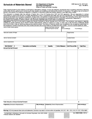 HUD-51003 Schedule of Materials Stored