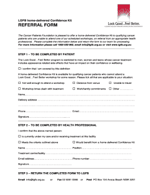 Look Good Feel Better Confidence Kit Referral Form