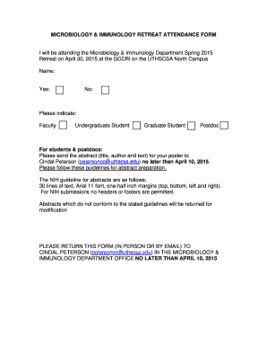 Microbiology & Immunology Retreat Attendance Form