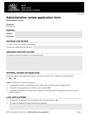 NSW Administrative Review Application Form
