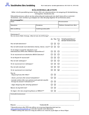 Health Declaration Form for Healthcare Employment