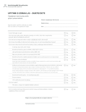 Croatian Flu and Pneumococcal Vaccination Form