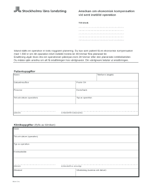 Application for Compensation for Cancelled Operation