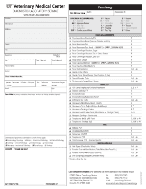 Veterinary Parasitology Lab Form