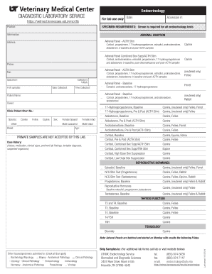 Veterinary Endocrinology Lab Form